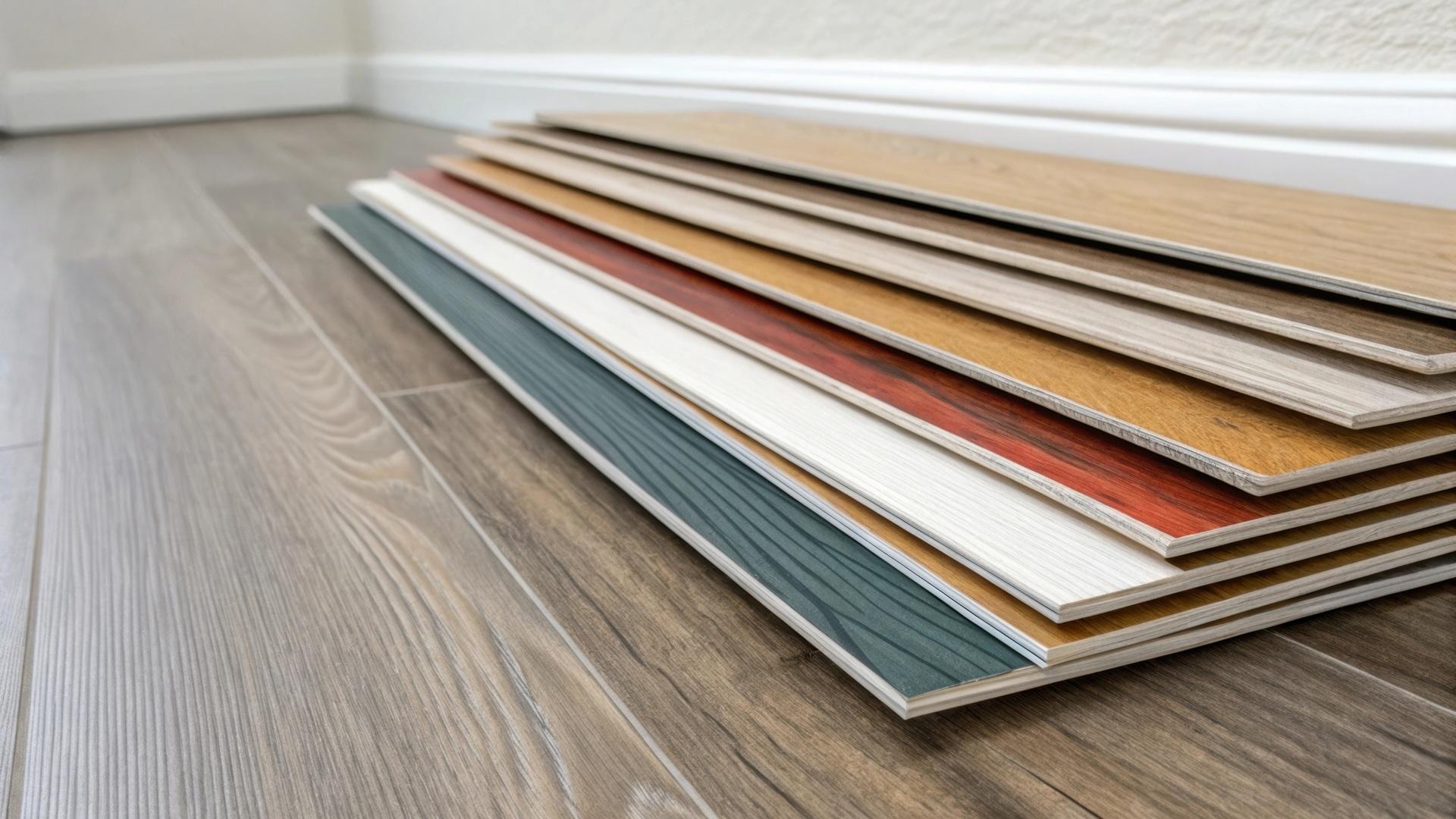 Muster verschiedener Klick Vinyl Eiche Dekore

